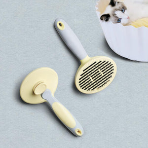 One-button hair removal self-cleaning steel needle pet brush